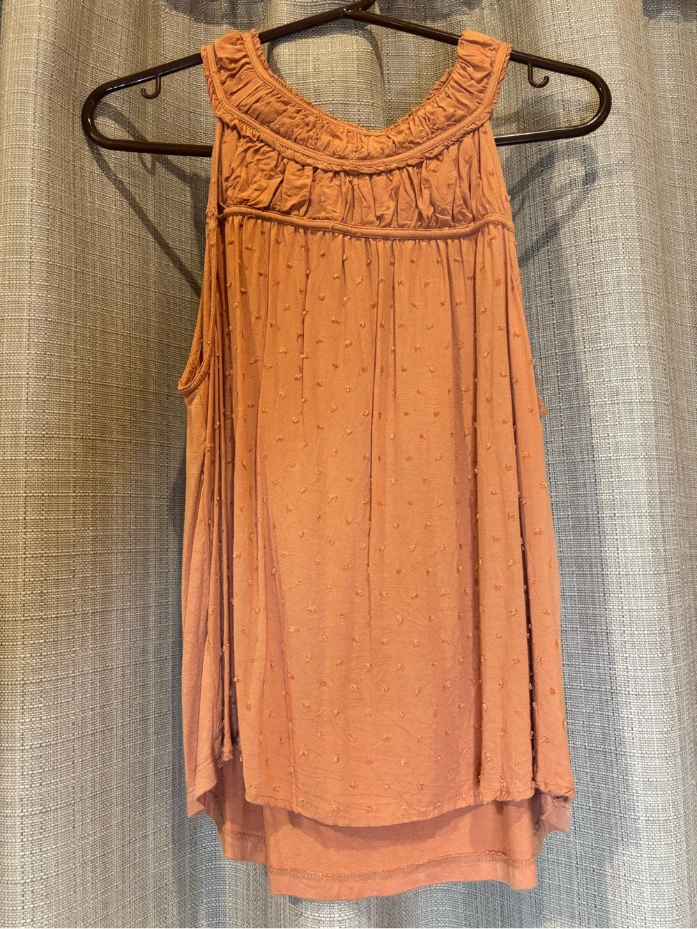 Womens Dusty Peach Textured Sleeveless Tank Top